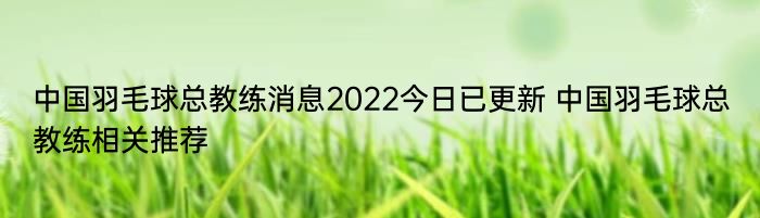 中国羽毛球总教练消息2022今日已更新 中国羽毛球总教练相关推荐