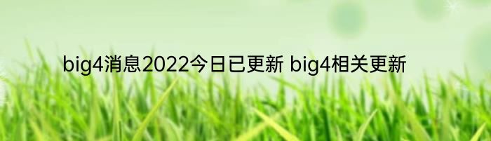 big4消息2022今日已更新 big4相关更新